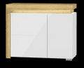 Cadillac Oak Effect and White Gloss Small Sideboard with Integrated LED Lighting - UK Luxury Furniture